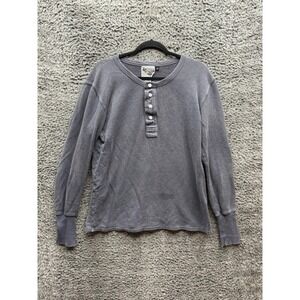 Jungmaven Mountain Henley Hemp Blend Long Sleeve T-Shirt Diesel Gray Mens Size S